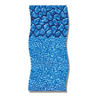 Blue textured swimming pool liner with a stone pattern at one end.